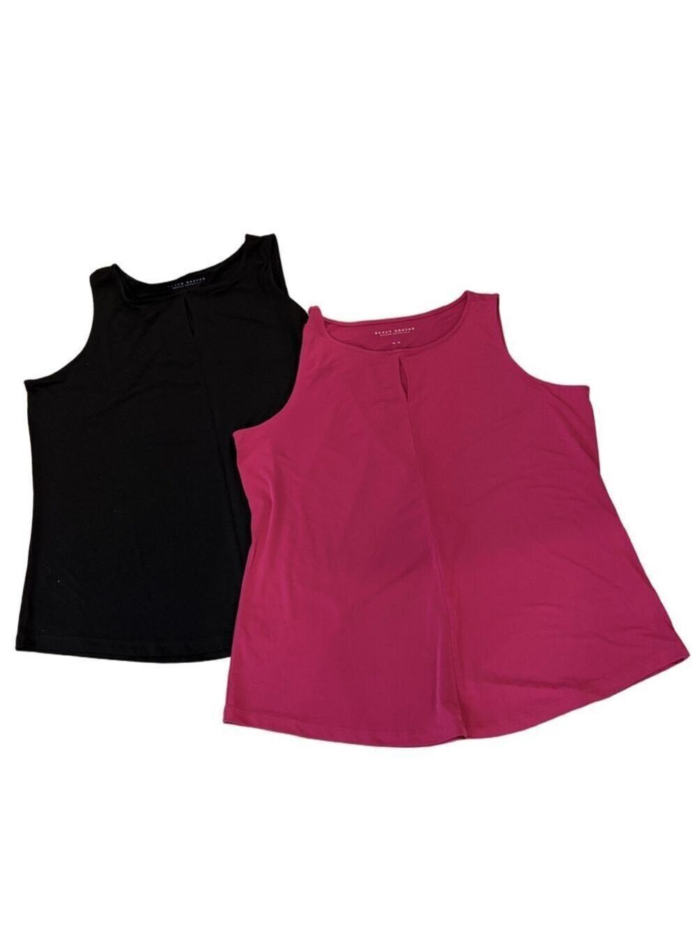 Susan Graver XL tank tops set of 2 wardrobe essentials layer career black pink